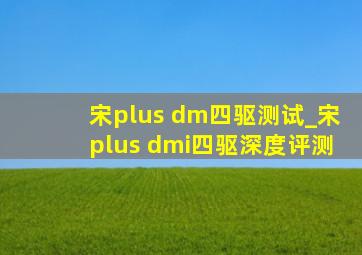 宋plus dm四驱测试_宋plus dmi四驱深度评测